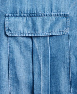 Women's Extended-Shoulder Chambray Utility Shirt, Macy's Exclusive