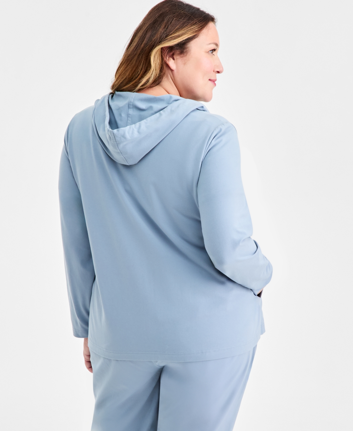 Style & Co Women's Zip-front Hooded Sweatshirt, Created For Macy's In Blue