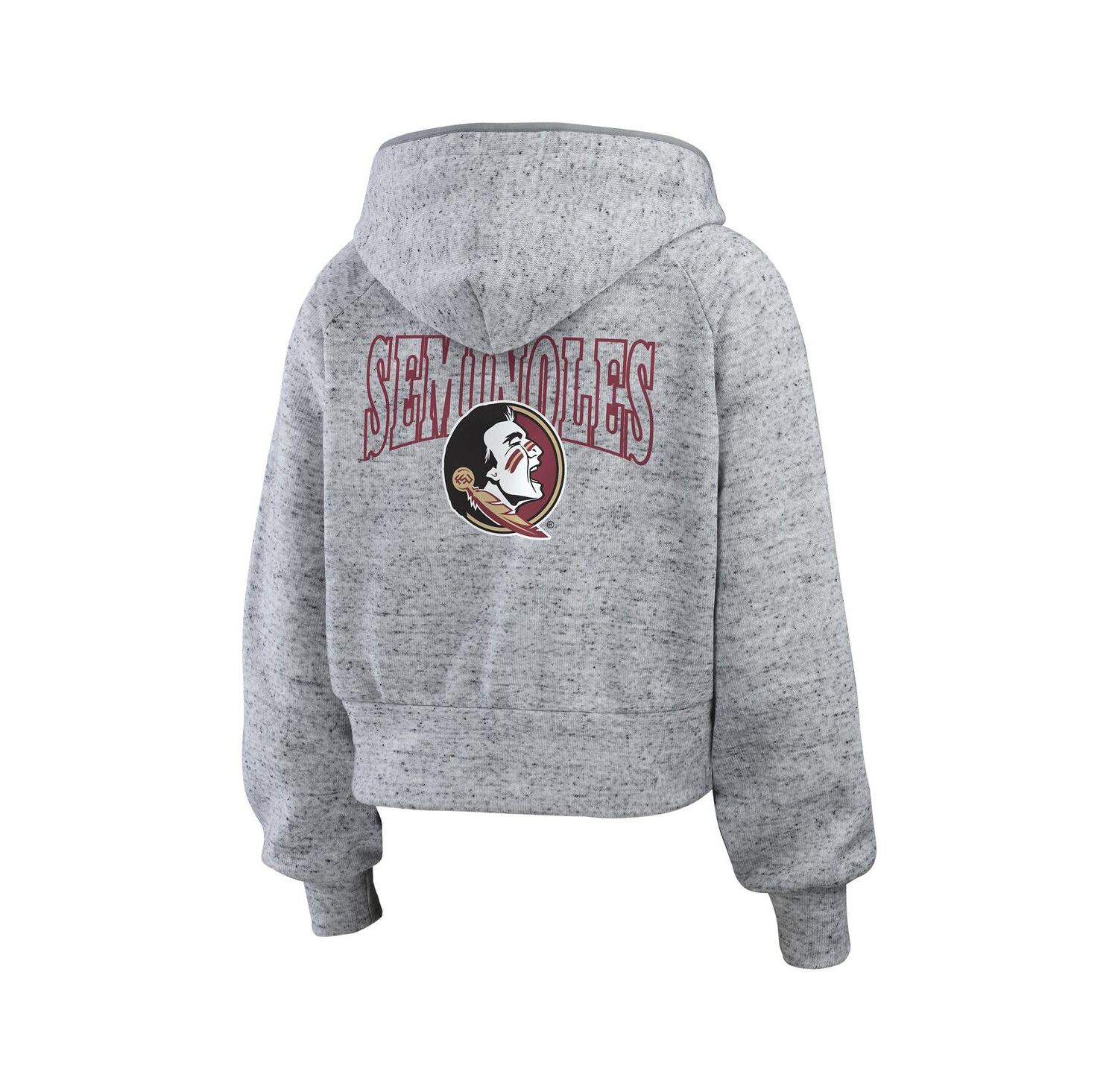 Women's Heather Gray Florida State Seminoles Wear Speckle Double-Hit Raglan Full-Zip Hoodie
