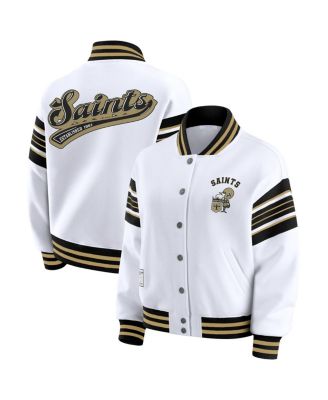 WEAR by Erin Andrews - Women's White New Orleans Saints Full-Snap Fleece Sweatshirt Jacket