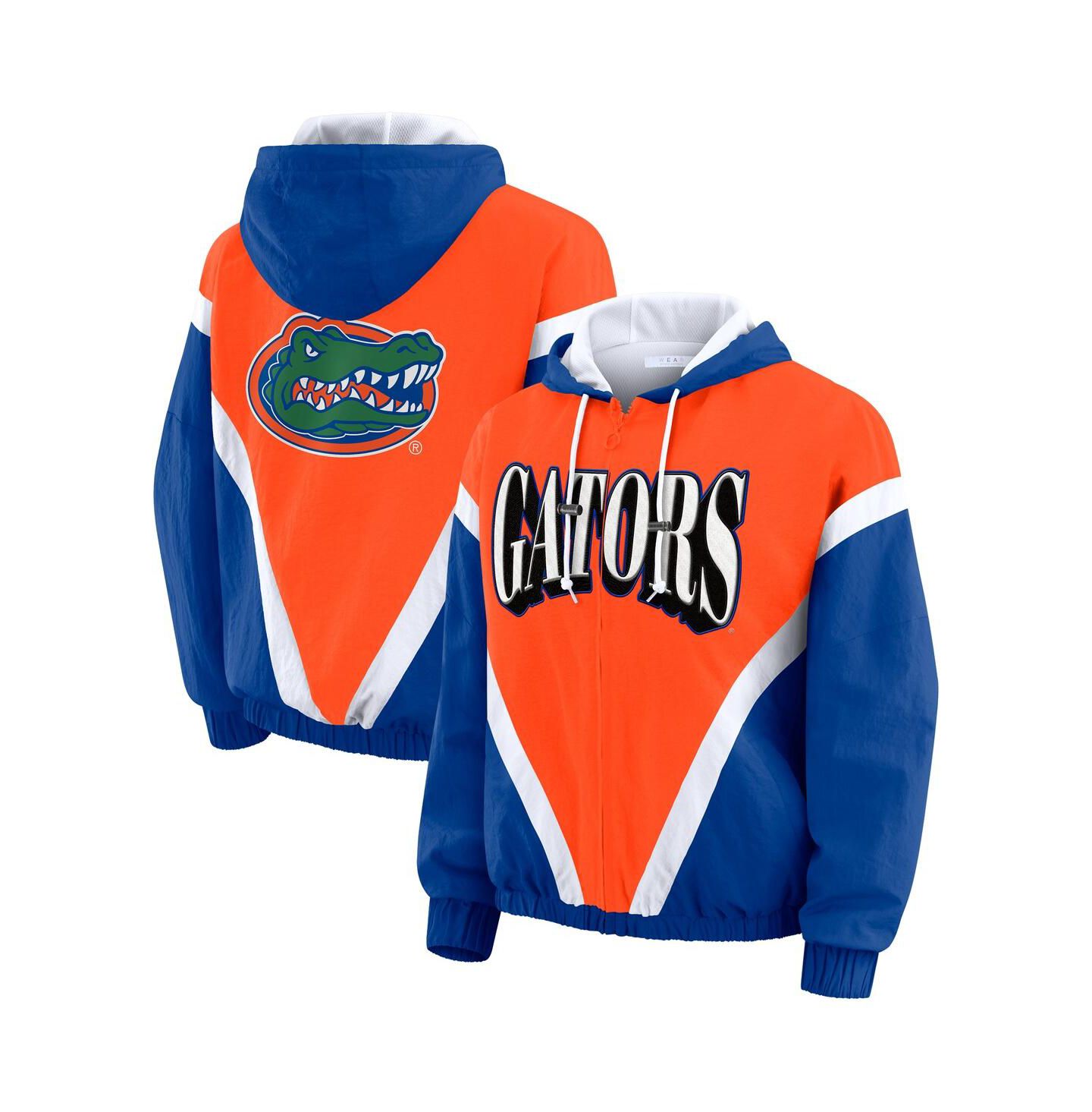 Женские худи WEAR by Erin Andrews Orange/Royal Florida Gators Color Block Full-Zip Windbreaker Jacket — фото 1