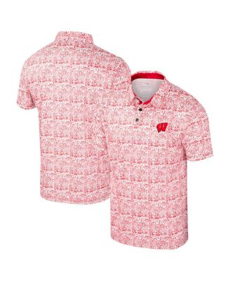 Colosseum - Men's Red Wisconsin Badgers It's Time Allover Print Polo