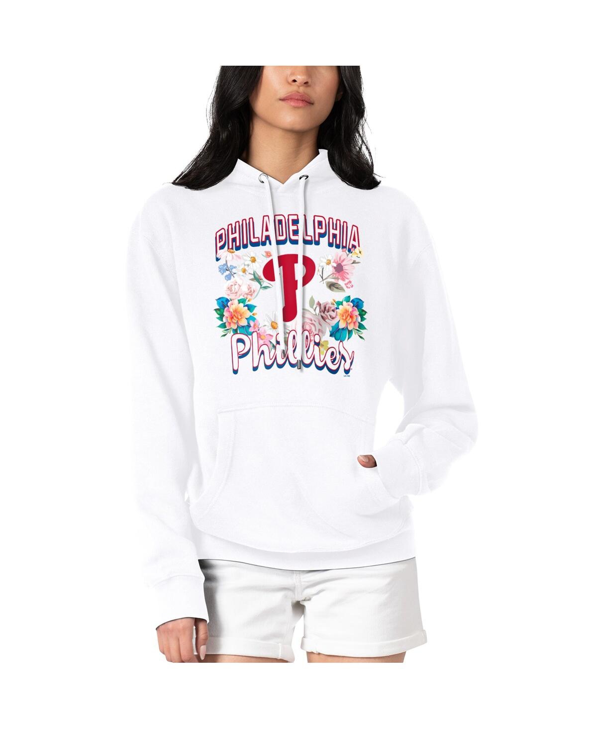 G-iii 4her By Carl Banks Women's White Philadelphia Phillies Flowers Graphic Pullover Hoodie