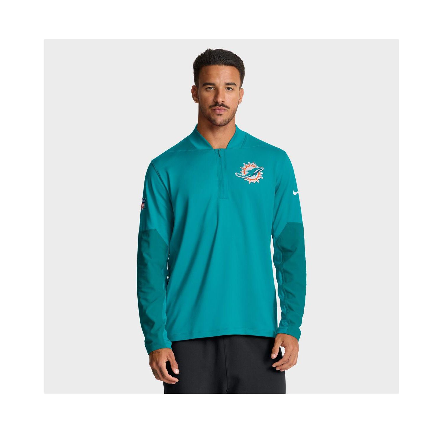 Men's Aqua Miami Dolphins Sideline Dri-FIT Half-Zip Pullover