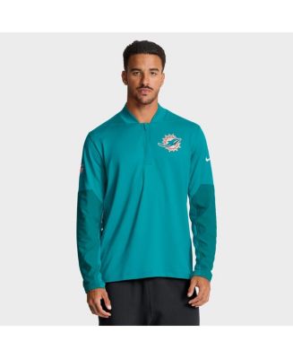 Nike Men's Aqua Miami Dolphins Sideline Dri-FIT Half-Zip Pullover - Macy's