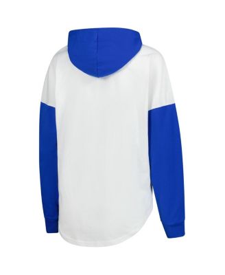 Women's White/Royal Kyle Larson Bench Player Oversized Long Sleeve Hoodie V-Neck T-Shirt