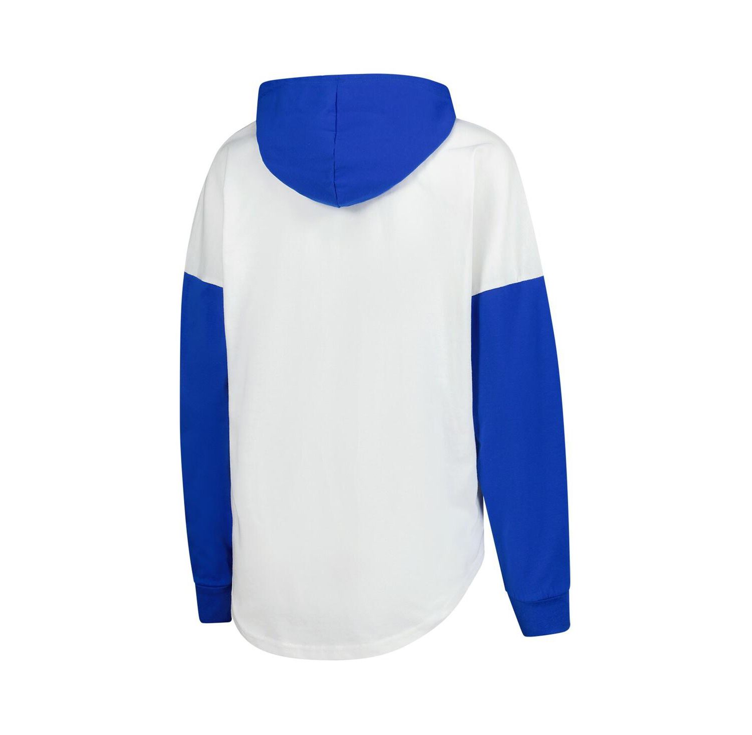 Women's White/Royal Kyle Larson Bench Player Oversized Long Sleeve Hoodie V-Neck T-Shirt