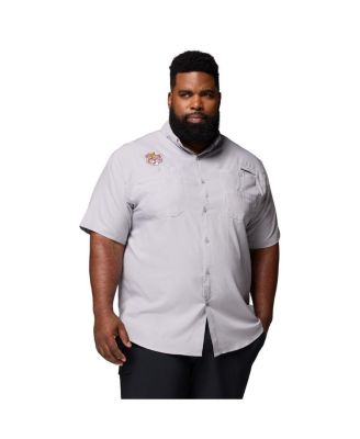 Columbia - Men's Gray LSU Tigers Big Tall Tamiami Omni-Shade Button-Down Shirt