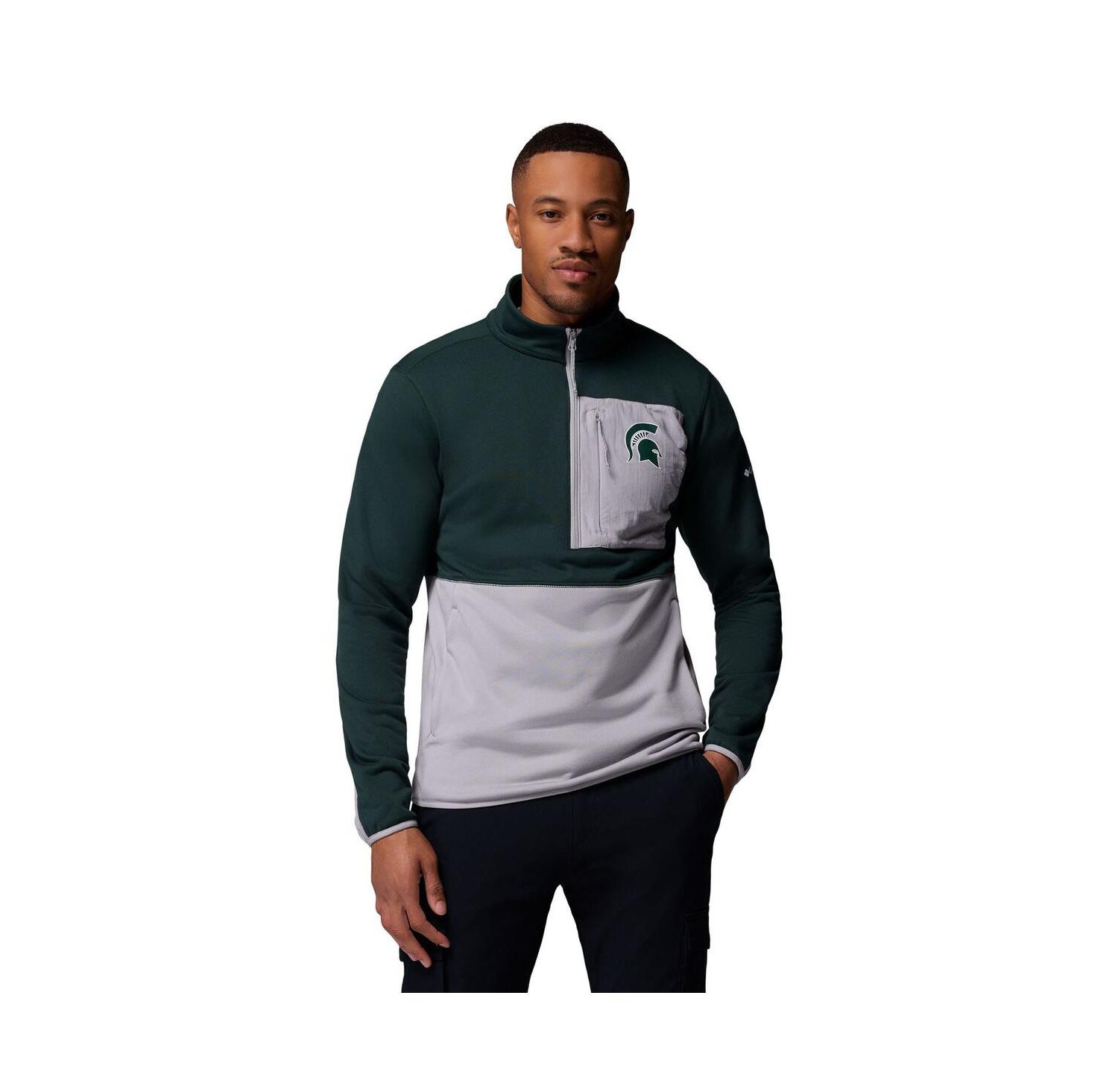 Men's Green/Gray Michigan State Spartans Hike Omni-Wick Half-Zip Pullover Sweatshirt
