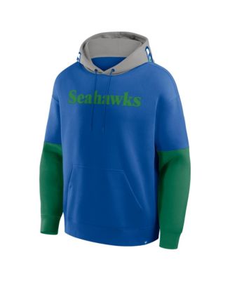 Men's Royal Seattle Seahawks Helmet Retro Pullover Hoodie