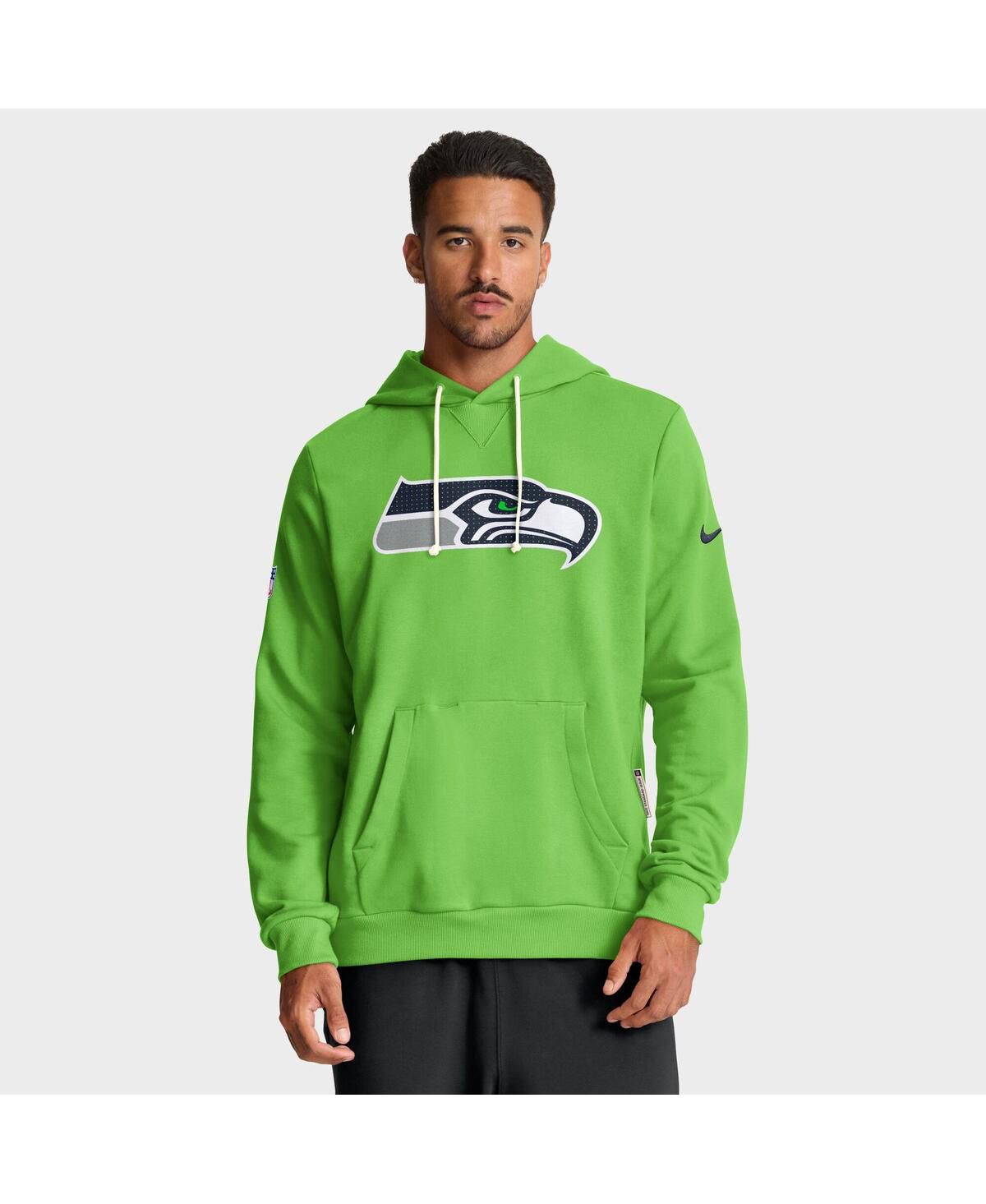 Мужская неоново-зеленая толстовка Seattle Seahawks Sideline Standard Issue Initial Home Dri-FIT с капюшоном