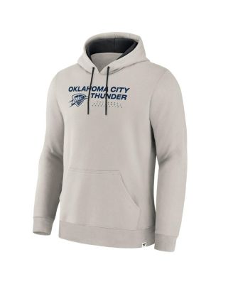 Men's Cream Oklahoma City Thunder Crossover Collection Blocked Shot Premium Pullover Hoodie