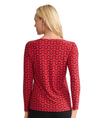 Petite Long Sleeve Keyhole Top