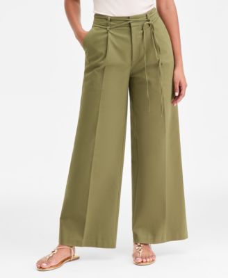 Women's Cotton Blend High-Rise Wide-Leg Pants, Macy's Exclusive