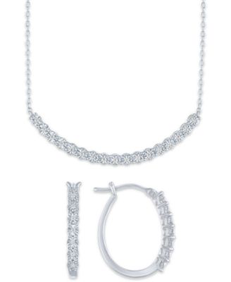 Macy's - 2-Pc. Diamond Necklace and Earrings Set (1/6 ct. t.w.) in Sterling Silver