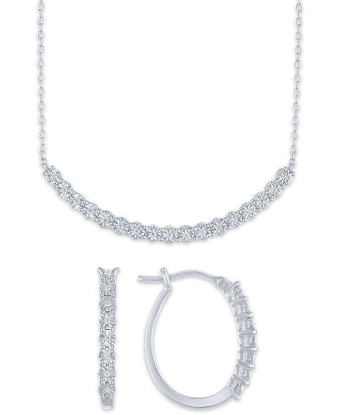 2-Pc. Diamond Necklace and Earrings Set (1/6 ct. t.w.) in Sterling Silver