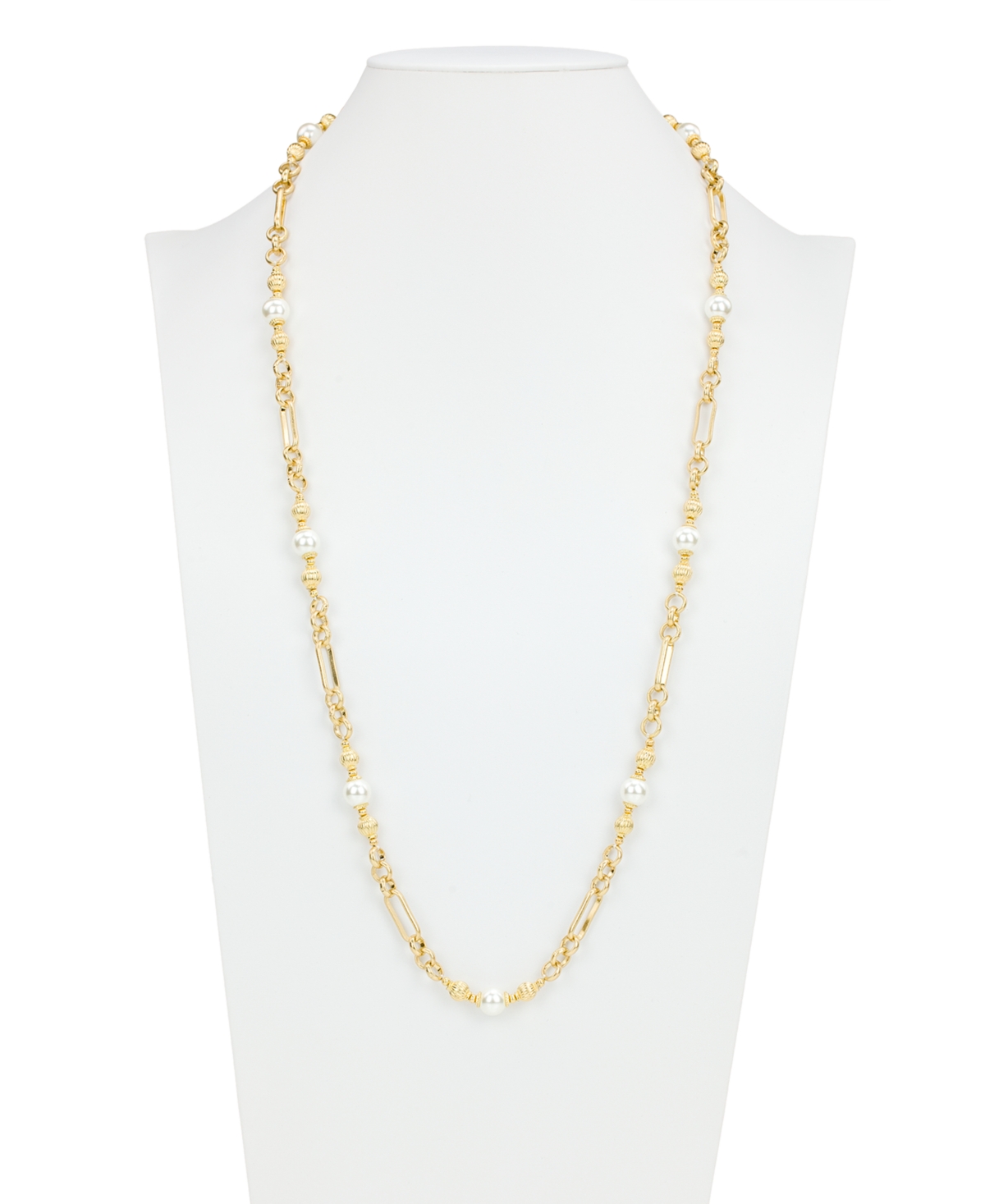 Patricia Nash Glass Cultivated Pearl Worn Gold-tone Station Necklace In Gold