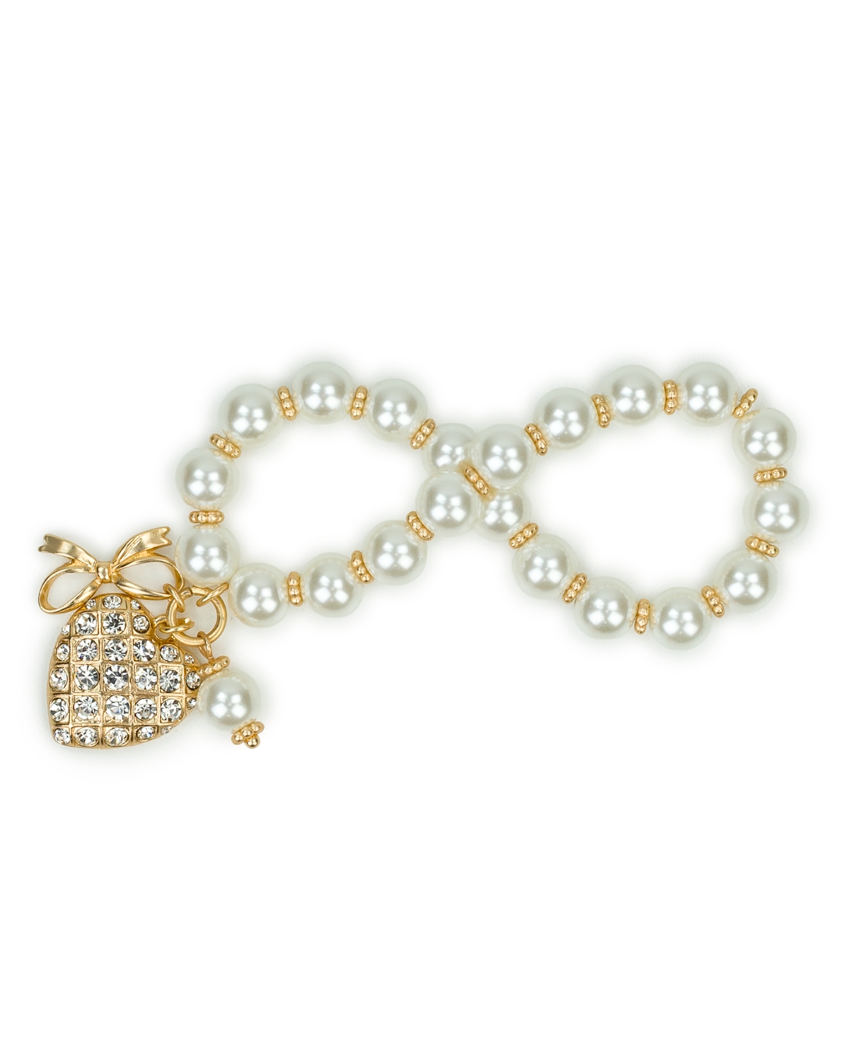 Patricia Nash Imitation Pearl Worn Gold-tone Stretch Charm Bracelet In Gold