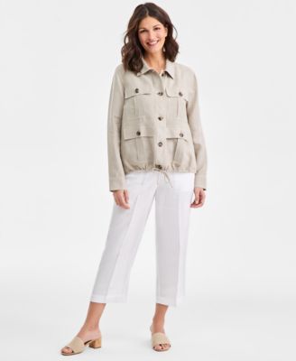 Women's 100% Linen Woven Utility Jacket, Macy's Exclusive