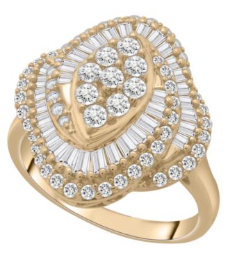 Wrapped in Love - Diamond Baguette & Round Cluster Ring (1 ct. t.w.) in 14K Yellow Gold
