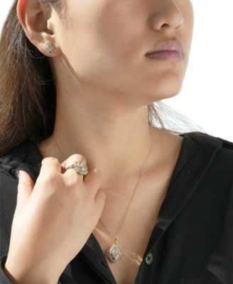 Diamond Baguette & Round Oval Pendant Necklace (1 ct. t.w.) in 14K Yellow Gold, Macy's Exclusive