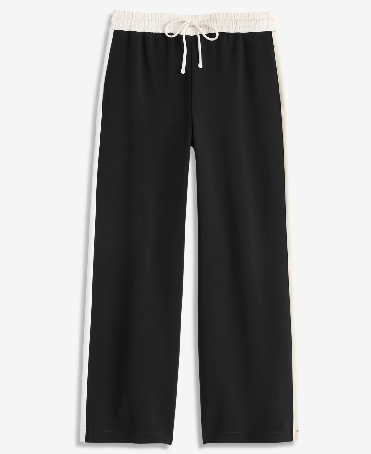 Inc International Concepts Women's Side-stripe Drawstring Wide-leg Pants, Macy's Exclusive In Black