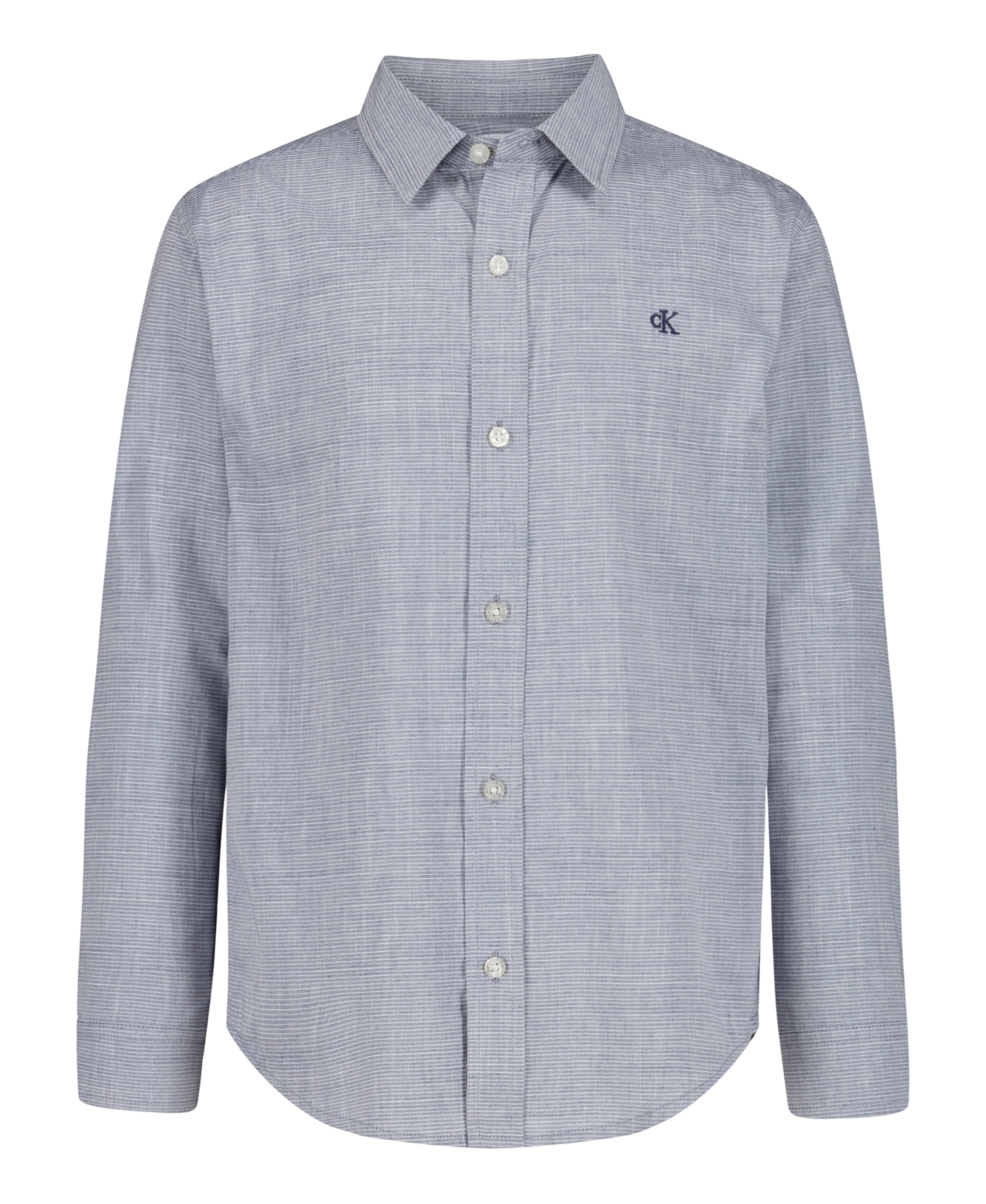 Calvin Klein Boys 8-18 Textured Long Sleeve Shirt In Blue