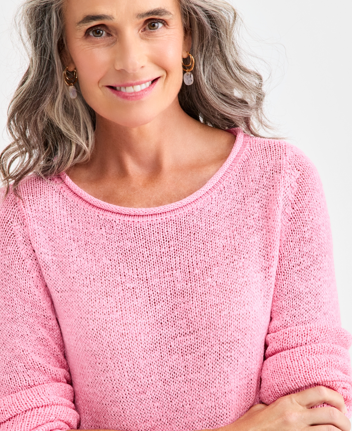 Style & Co Petite Boat Neck Tape Yarn Sweater, Macy's Exclusive In Pink