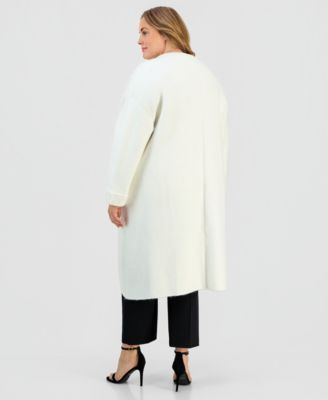 Plus Size Front Pocket Long Cardigan