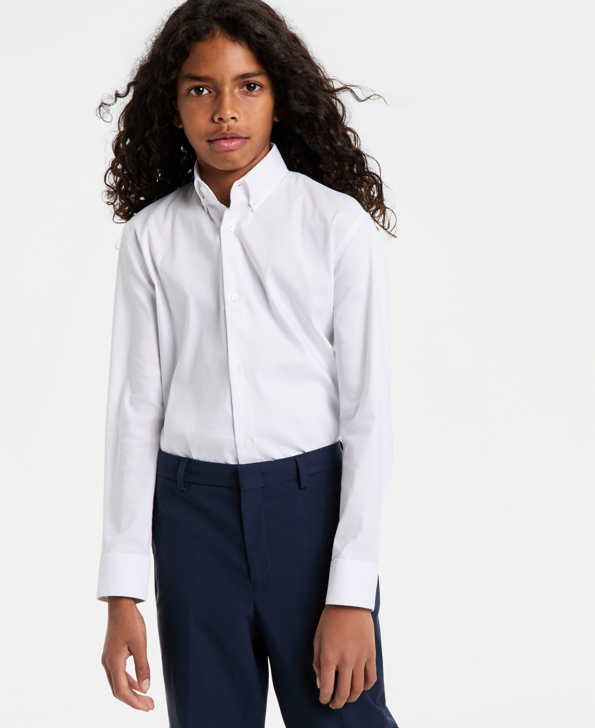 Big Boys Classic-Fit Solid Long-Sleeve Dress Shirt