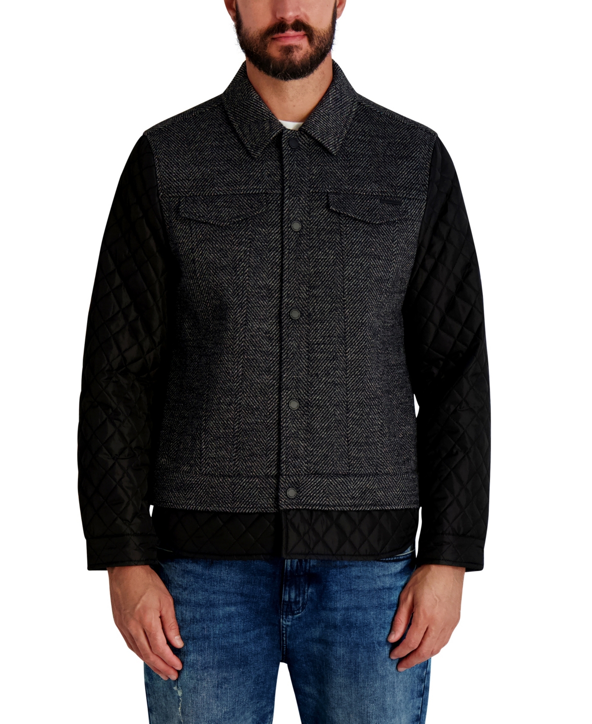 Karl Lagerfeld Paris Men's Quilted Trucker Jacket