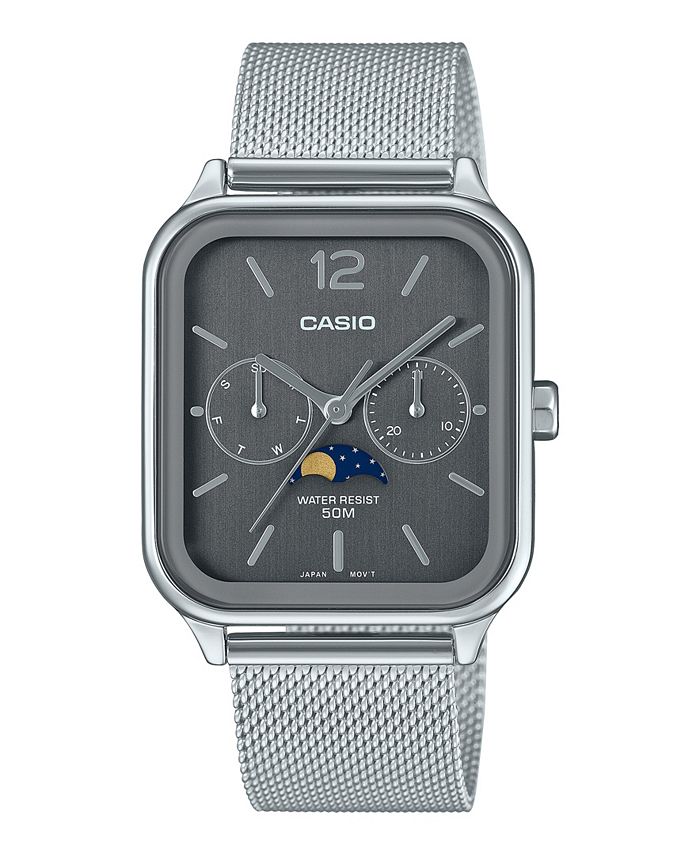 34mm Casio Men's Moon Phase Stainless Steel Watch