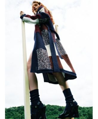 Women's Vivienne Colour Block Wool Midi Robe Cardigan