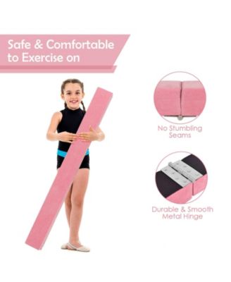 7 Ft Folding Floor Balance Beam with Handles for Gymnastics Training, Pink