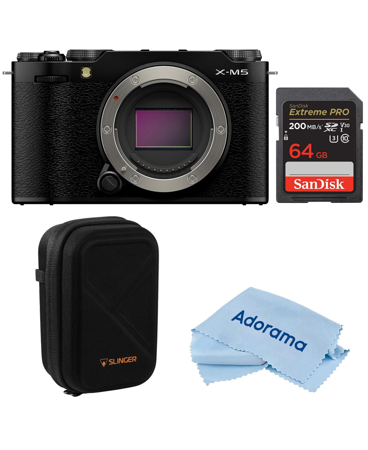 Fujifilm X-M5 Mirrorless Camera, Black, Bundle with 64GB Memory Card, Camera Case