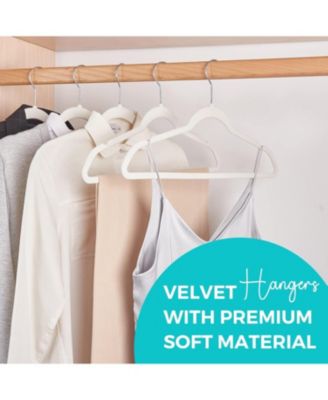 17.5 Inch Silver Hook Non-Slip Flocked Felt Hangers