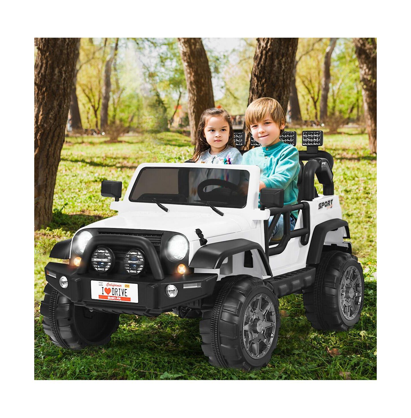 Детская игрушка HONGGE 12V Two-Seater Remote Control Ride-On Truck with LED Headlights, For 2 Players, Ages 3-7, цвет: Белый — фото 4