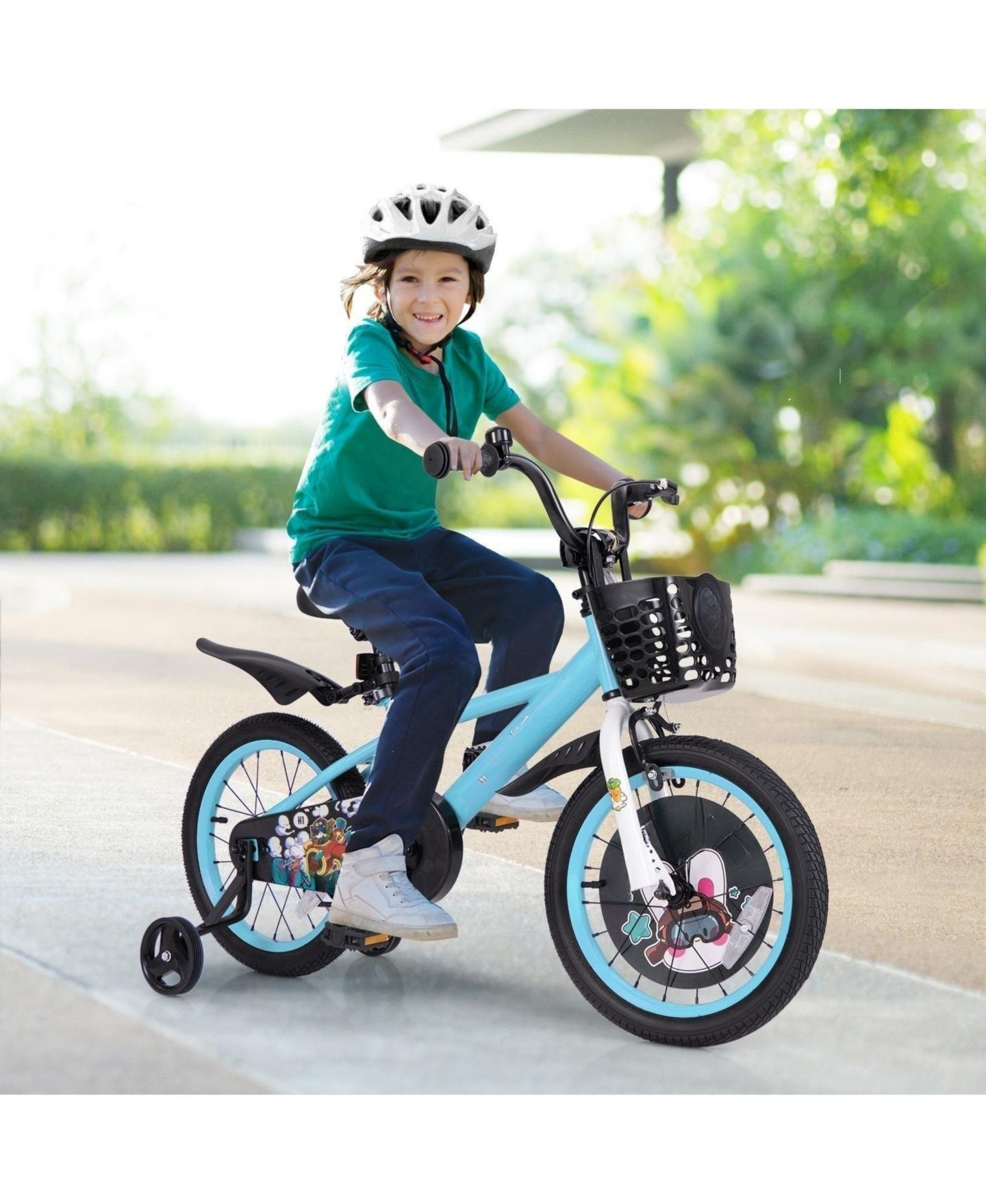 Детская игрушка HONGGE 16 Inch Kids Bike with Training Wheels, Adjustable Handlebar and Saddle, Ages 4–8, цвет: Синий — фото 2