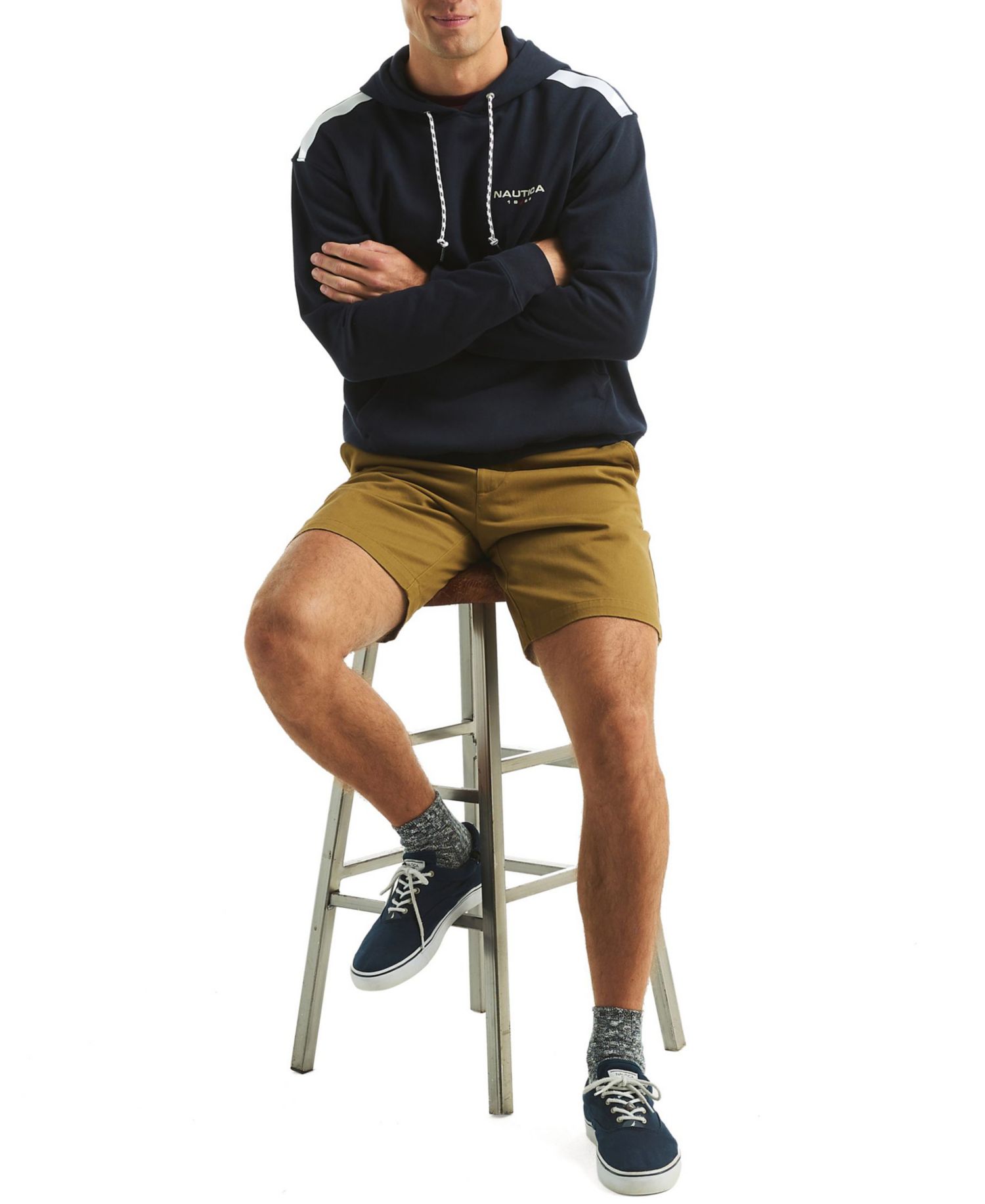 Men's Tape Shoulder Long-Sleeve Hoodie