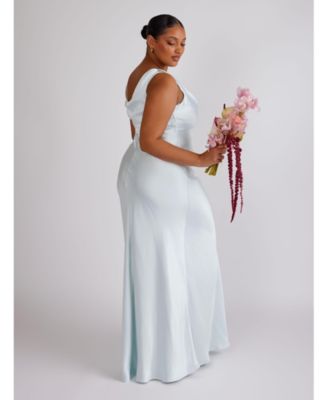 Cowl Front Asymmetric Bridesmaid Dress