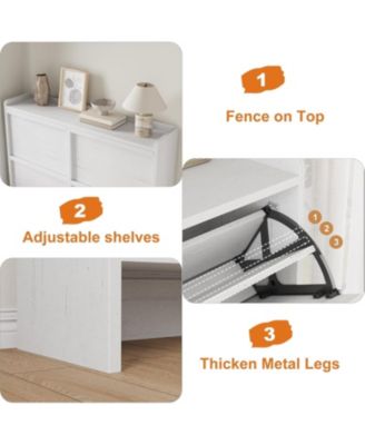 Shoe Cabinet with 4 Flip Drawers, Wooden Shoe Organizer Cabinet with Adjustable Shelf, Shoe Storage for Entryway, White