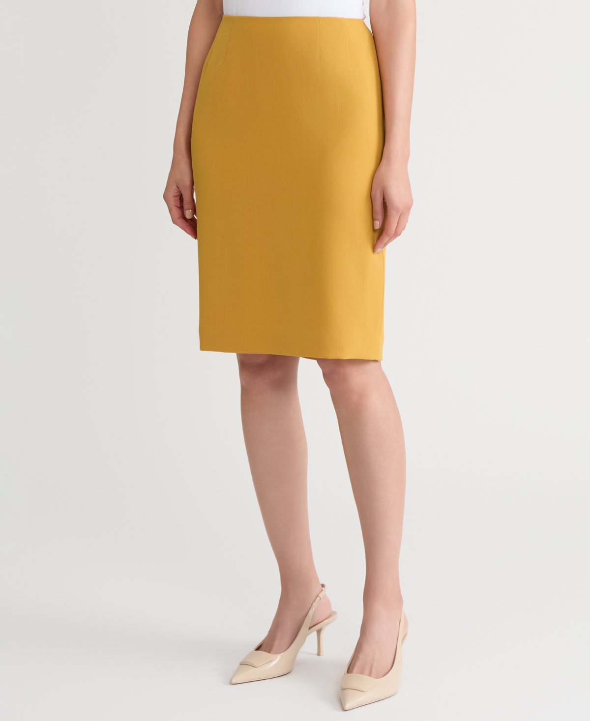 Kasper Women's Stretch-crepe Knee-length Pencil Skirt In Yellow
