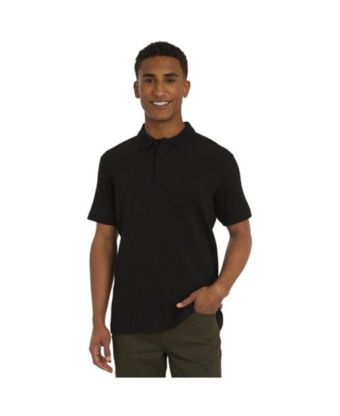 Мужское поло DKNY Perry Cotton Rib Knit Polo, цвет: Чёрный