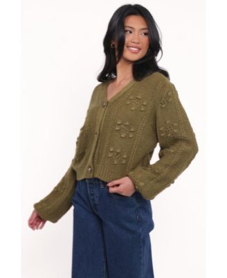 Women's Melody Textured Button Up Cardigan - Olive