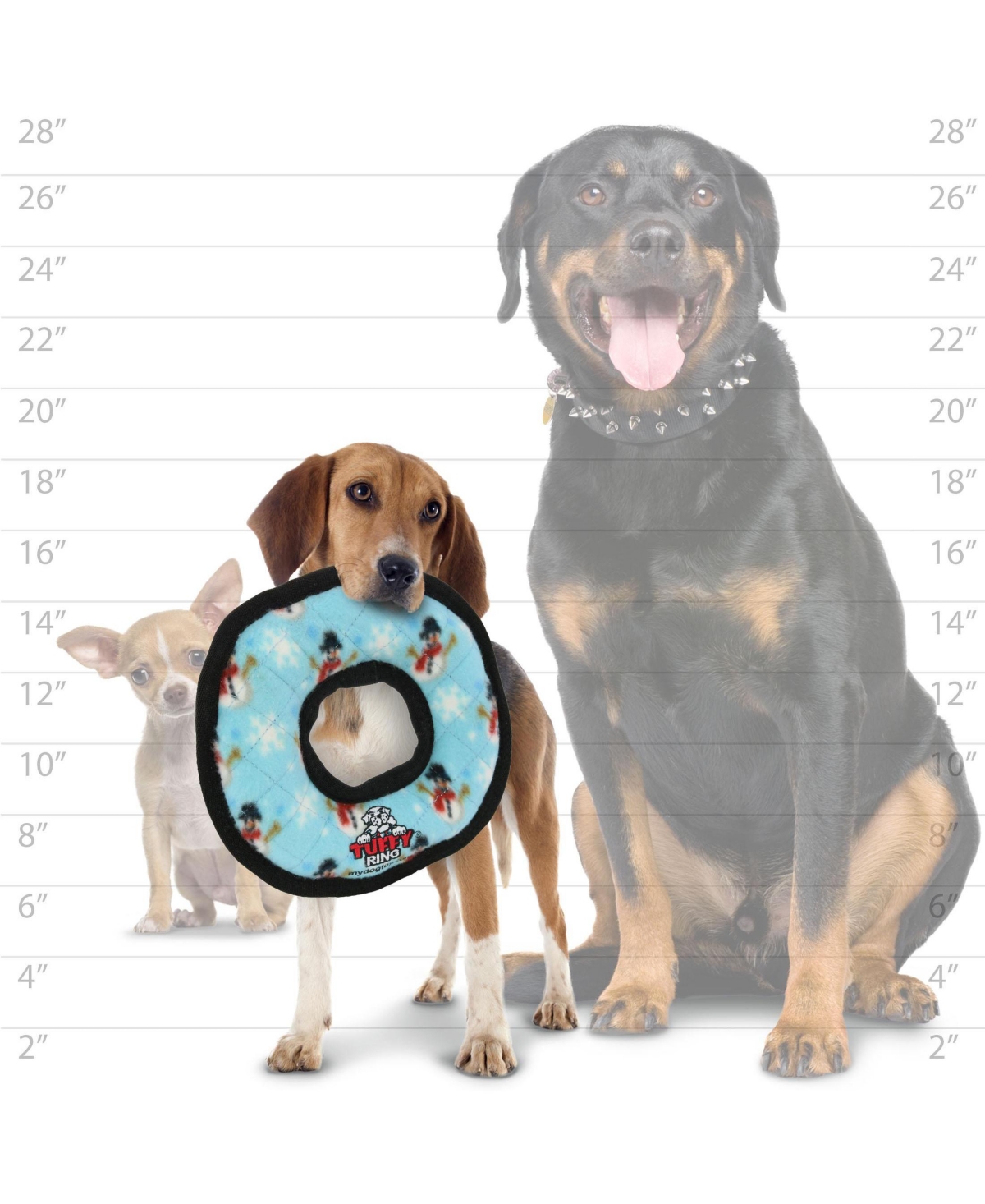 Tuffy Holiday Medium Ring Snowman 2 Pack, Durable Plush Squeaky Dog Toy