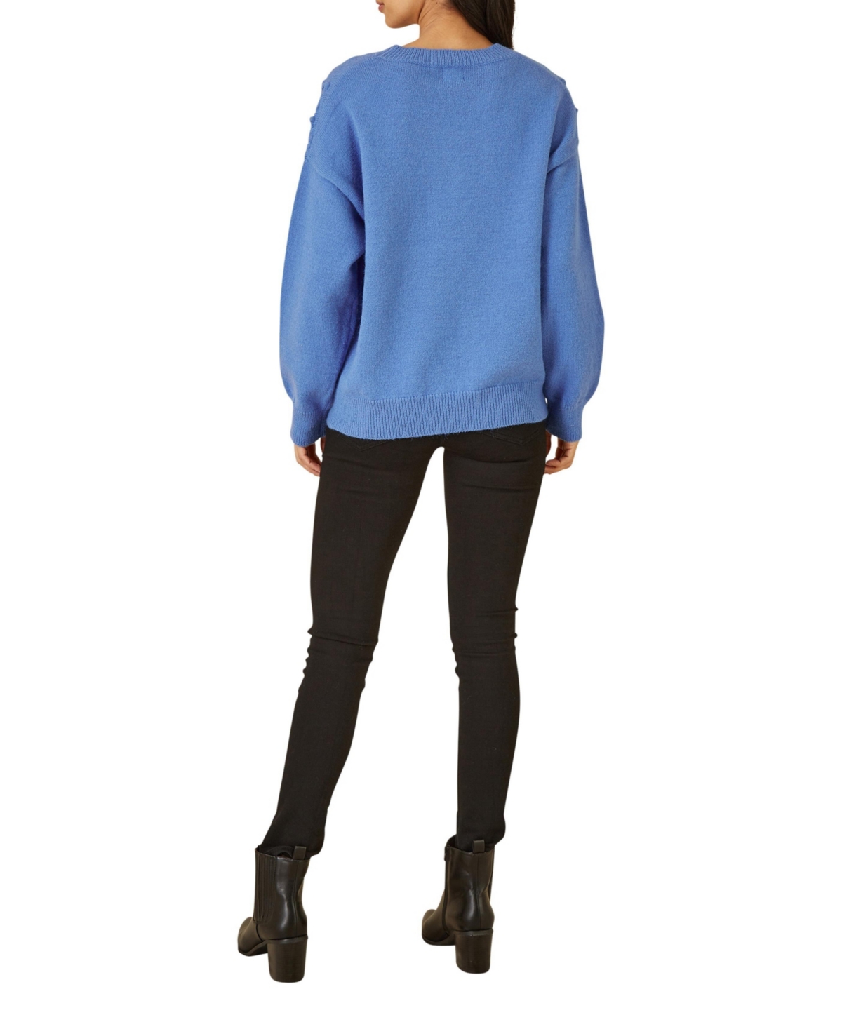 Yumi Women's Heart Detail Relaxed Knit Sweater