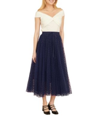 Women's Mesh Heart Print Tulle Skirt