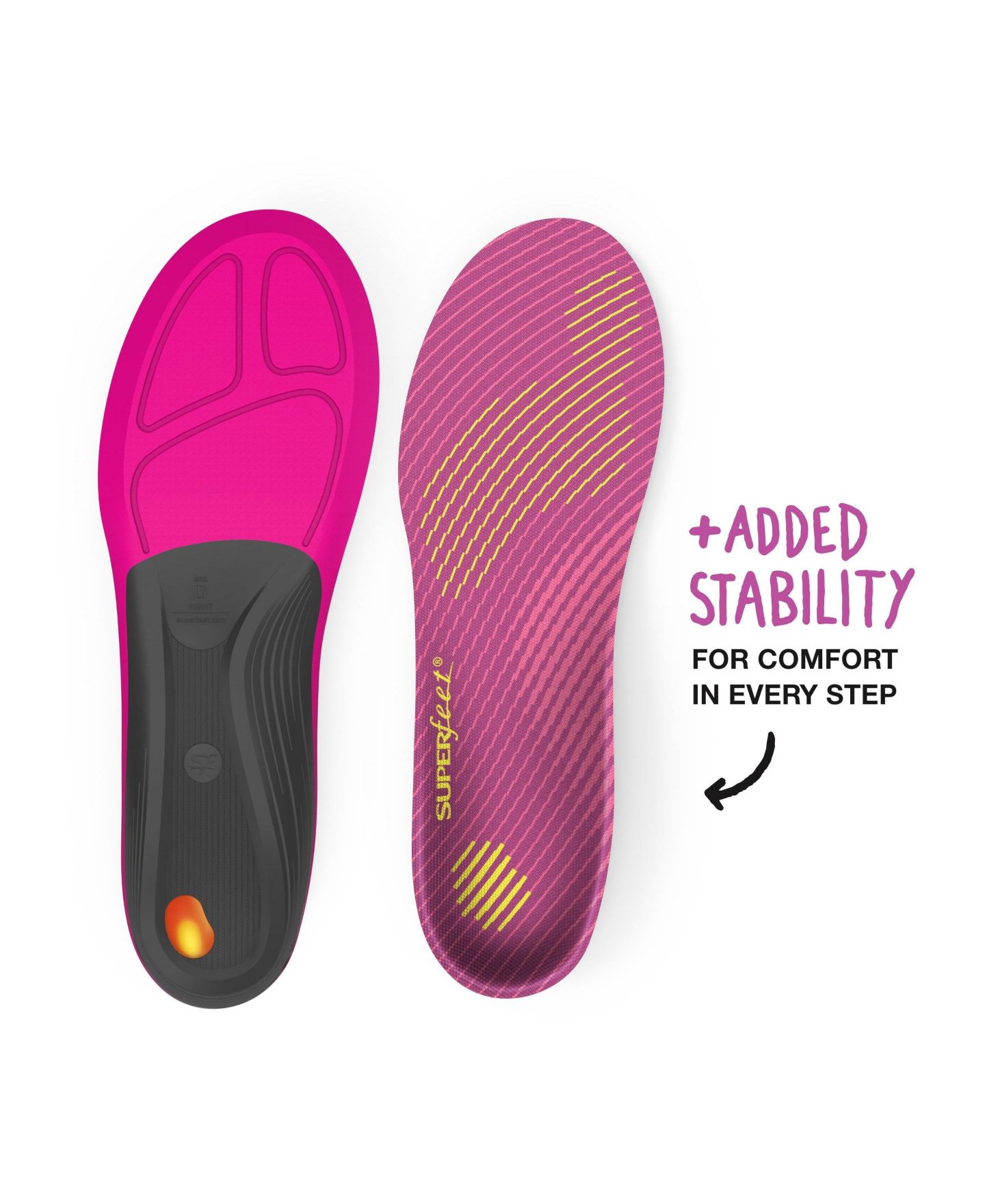 Женские кроссовки Superfeet Run Support Insoles - Trim-To-Fit High Arch Support - Carbon Fiber Orthotic Shoe Inserts for Running - 8.5-10 Women, цвет: Яркий розовый, вариант 1 — фото 7