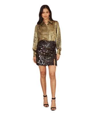 Women's Metallic Relaxed Balloon Sleeve Shirt
