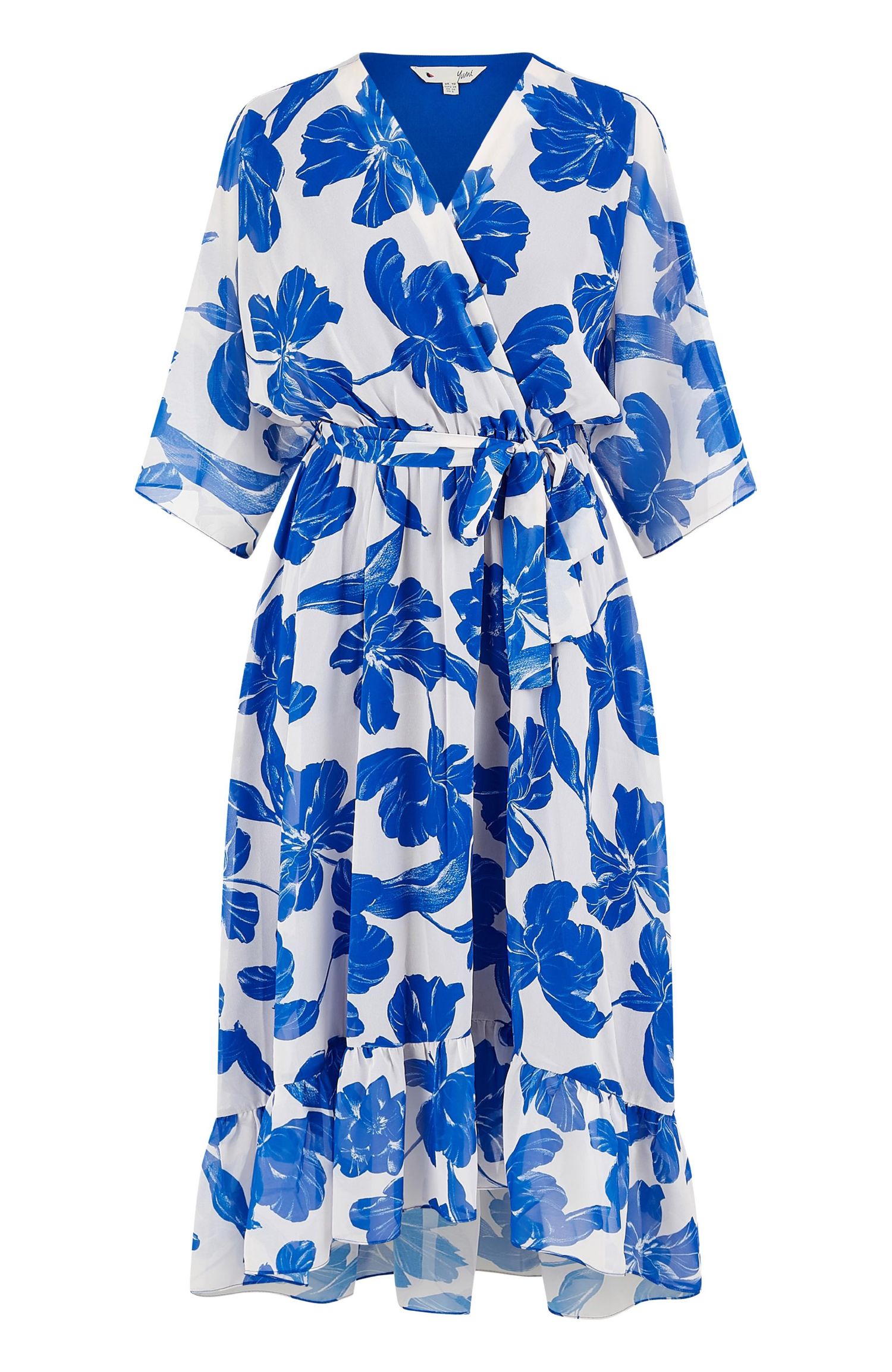 Women's Midi Dip Hem Wrap Dress